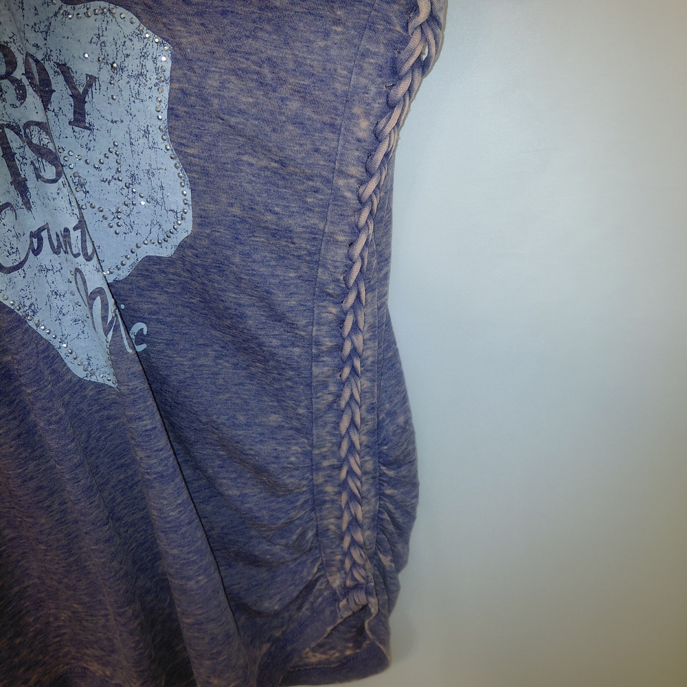 NWT SZ L Maurices Purple Cowboy Boots Graphic Country Music V-Neck Tee - Picture 4 of 9
